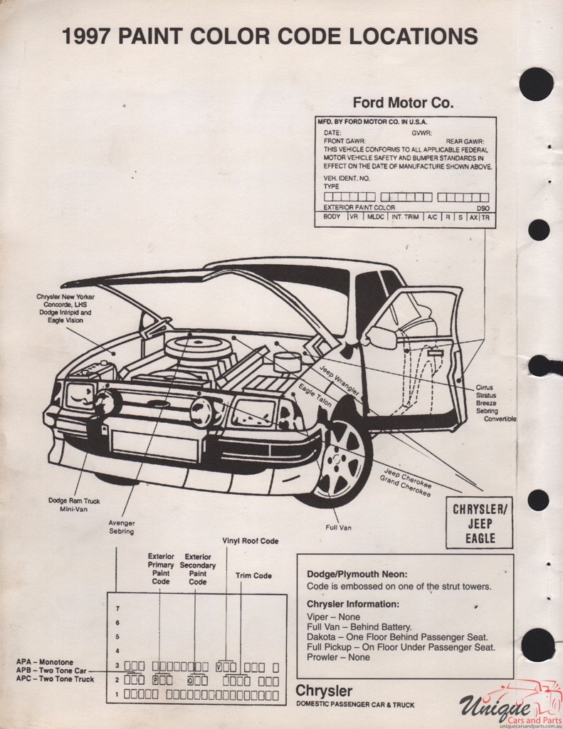 1997 Ford Paint Charts Sherwin-Williams 8